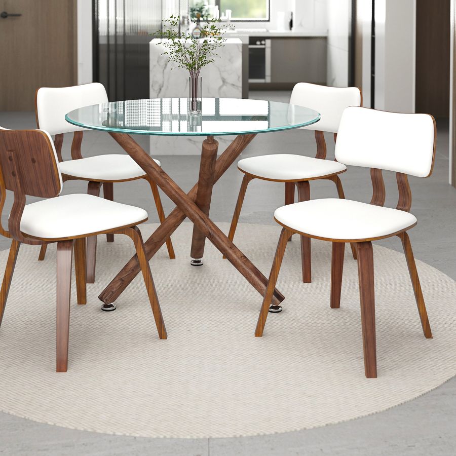 Zaki Dining Chair - White & Walnut