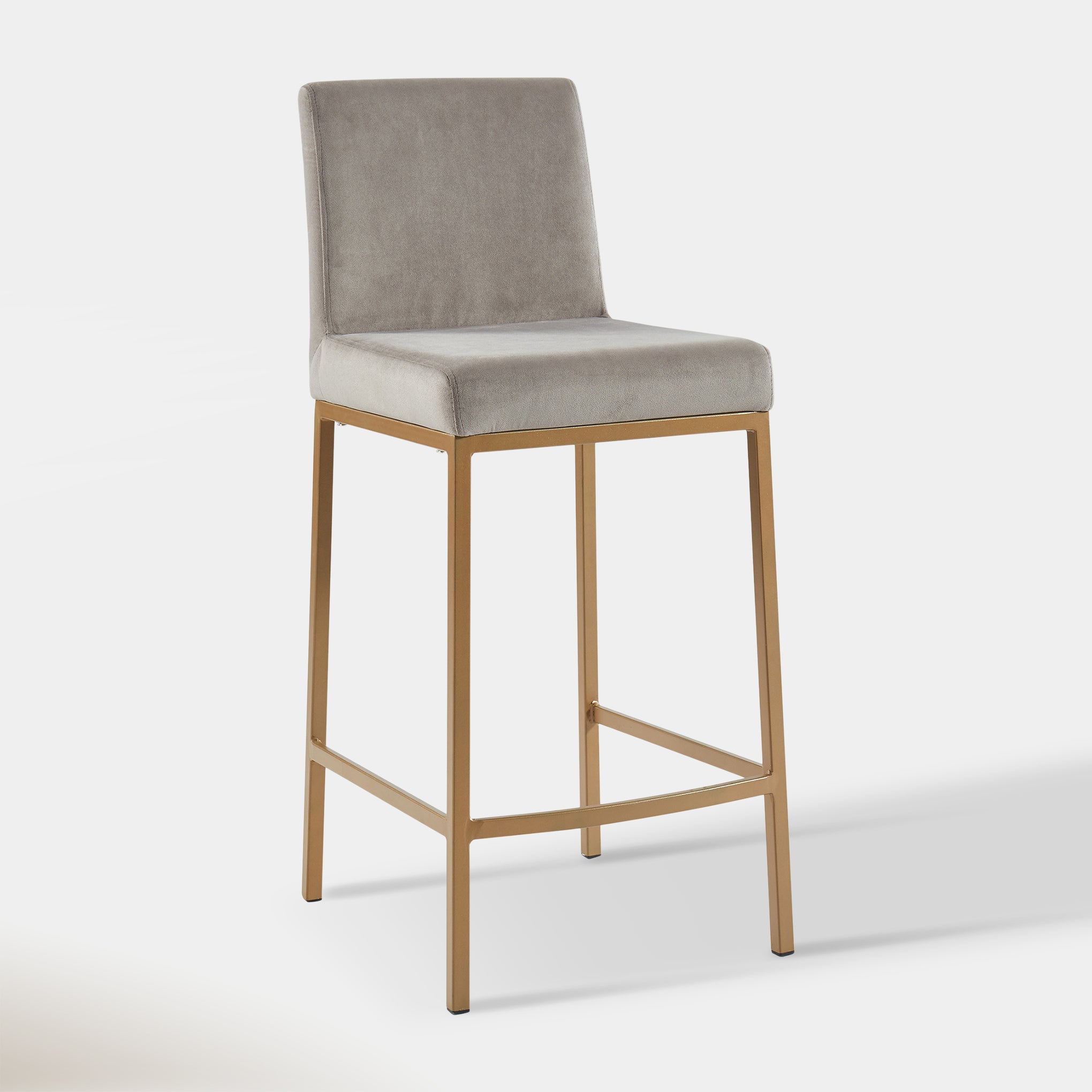 Dray Counter Stool - Grey Velvet & Gold