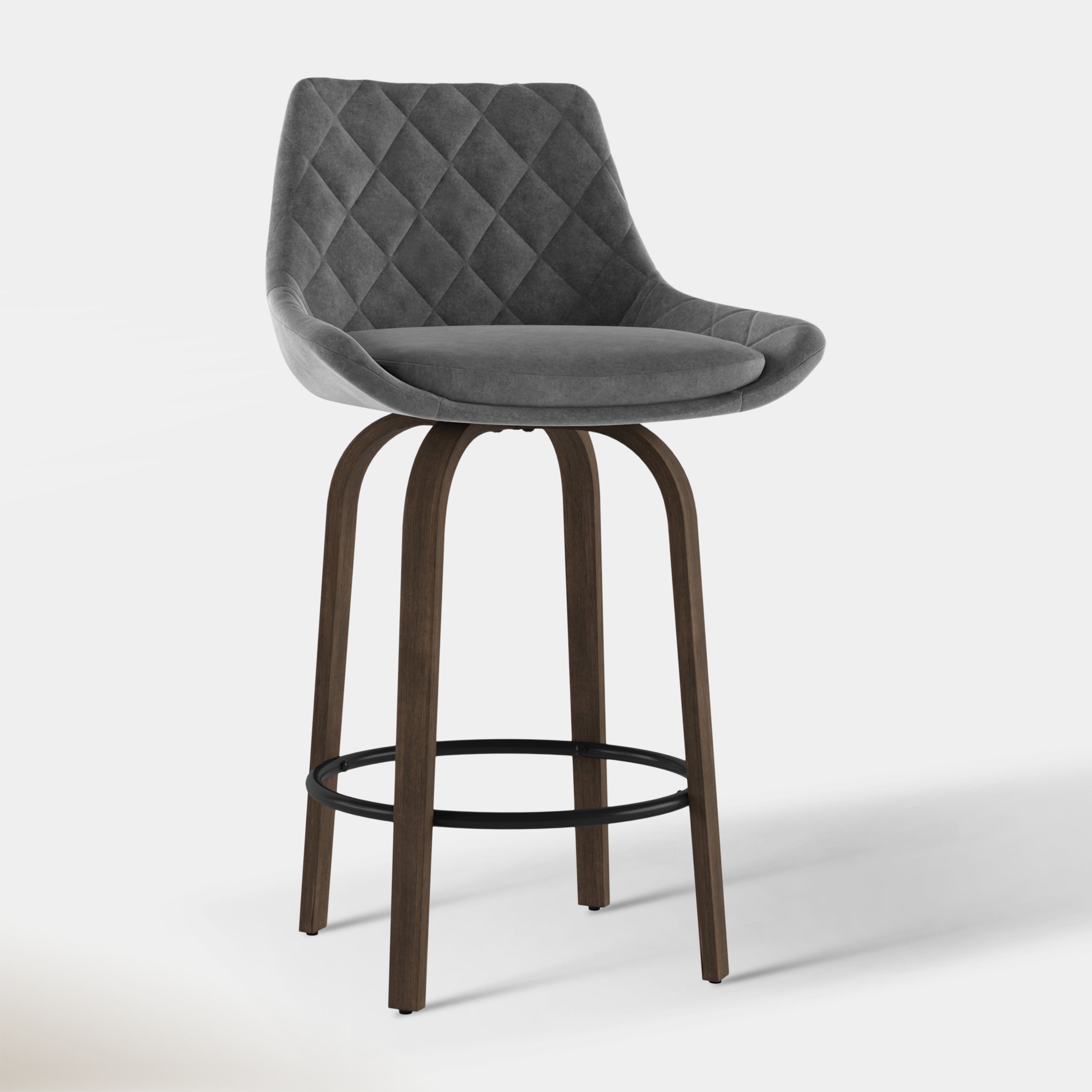 Kenzy Counter Stool - Grey Velvet