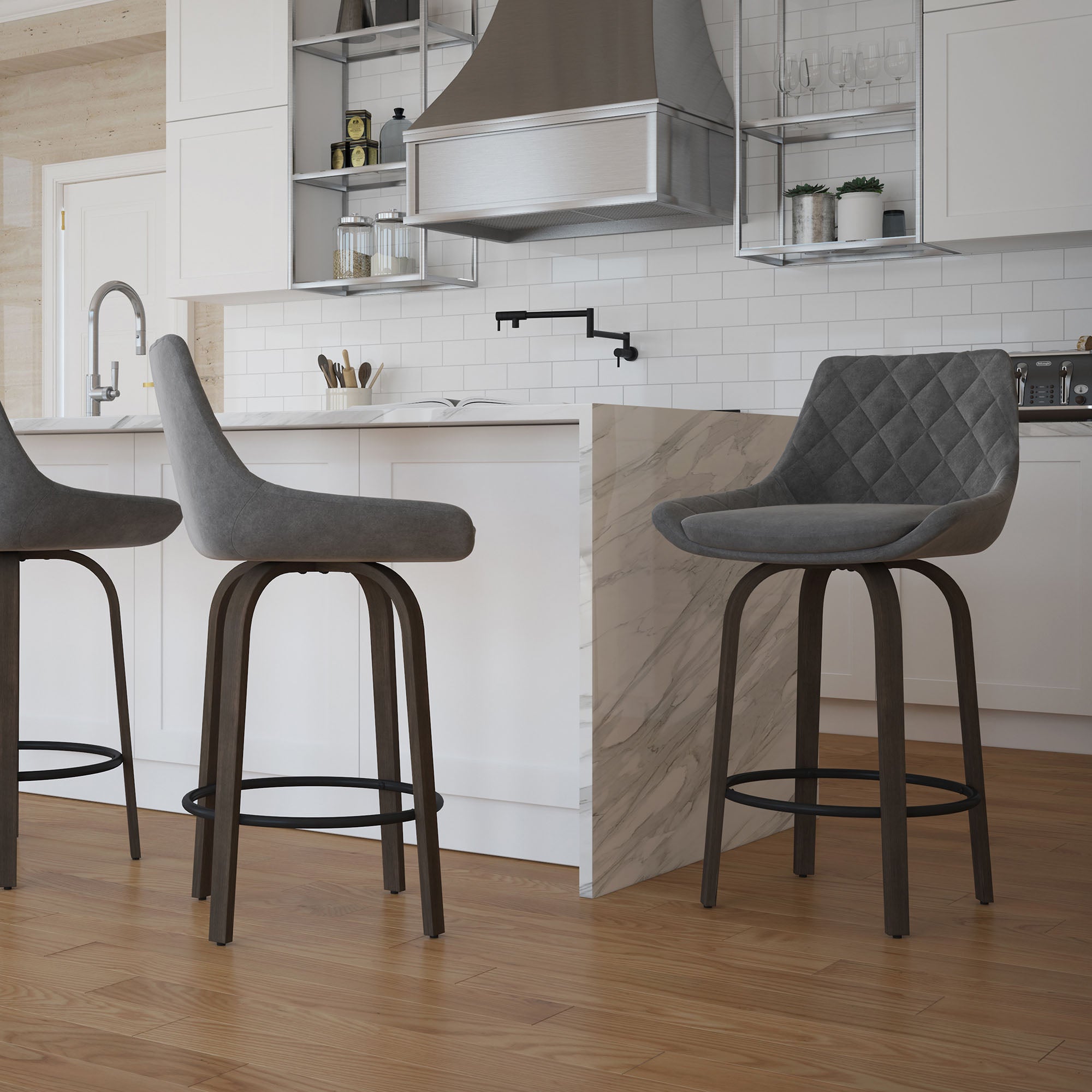 Kenzy Counter Stool - Grey Velvet