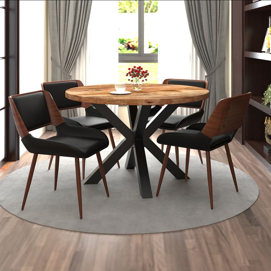 Carter Dining Chair - Black & Walnut