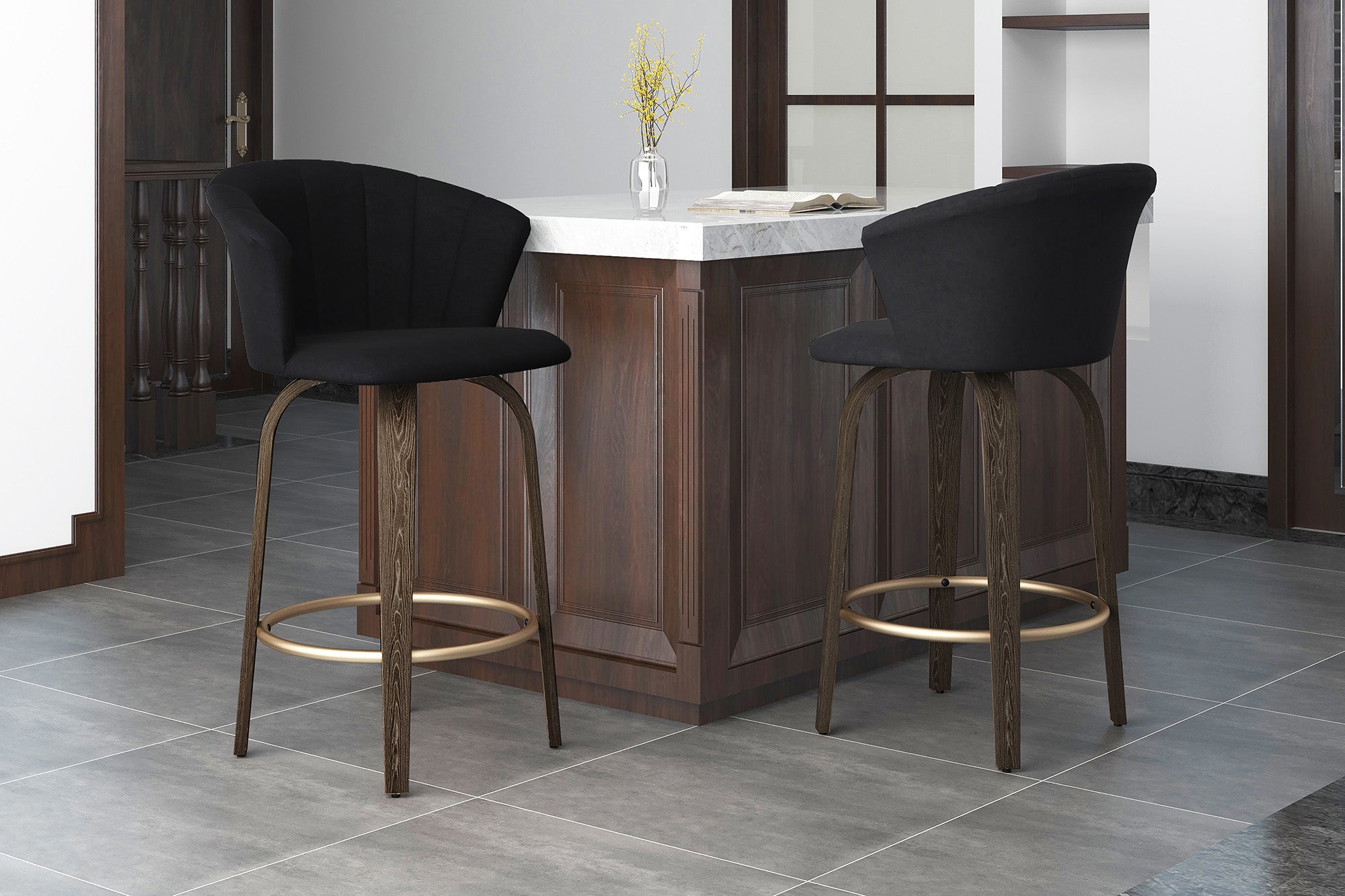 Monaco Counter Stool - Black Velvet