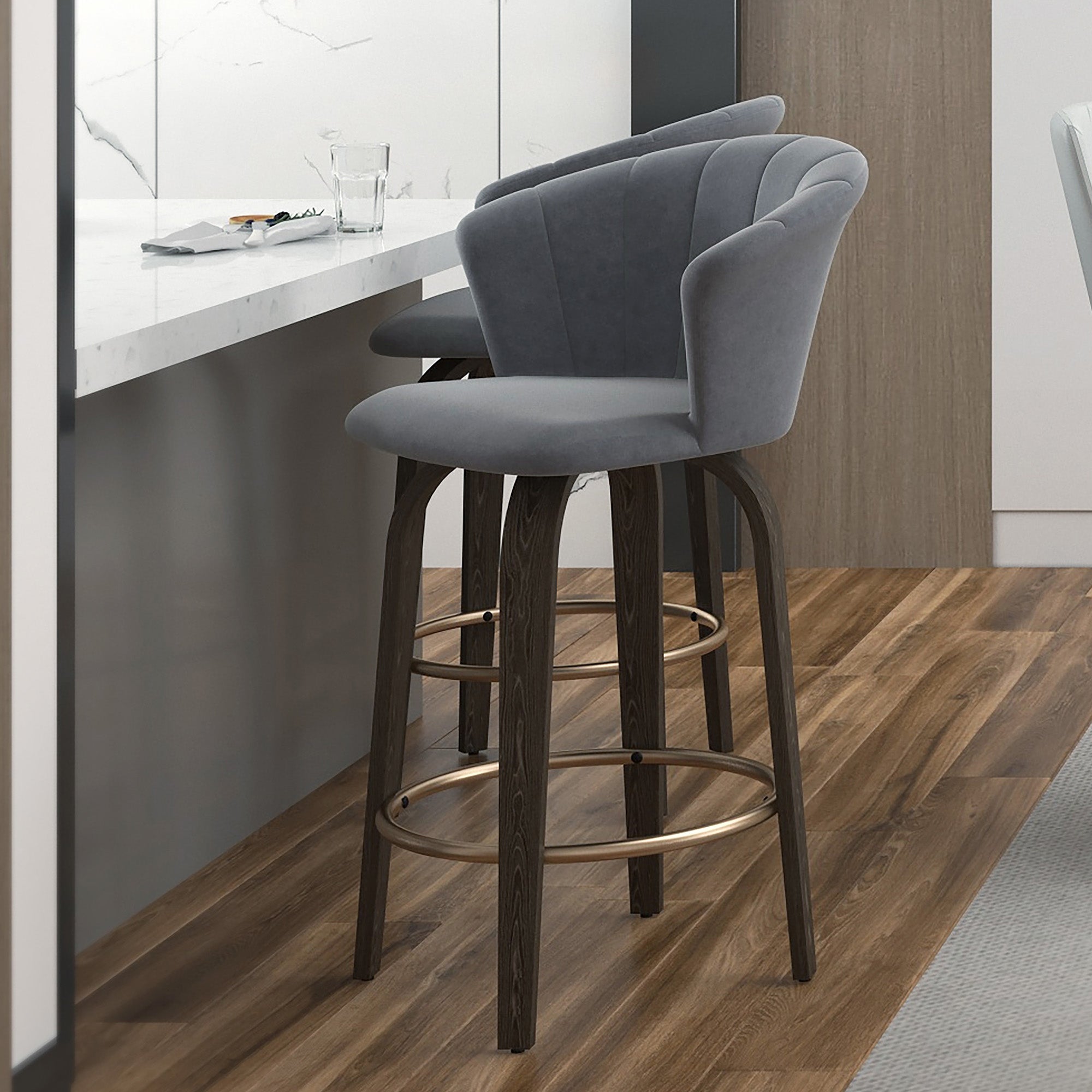 Monaco Counter Stool - Grey Velvet