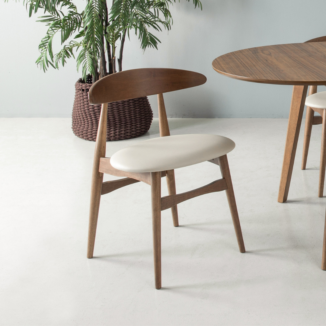 Telyn Dining Chair - Walnut & Cream