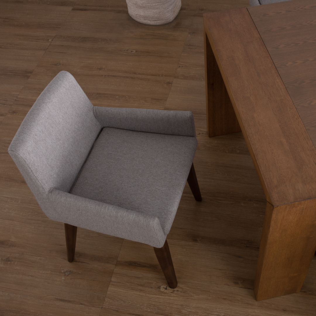 Chanel Dining Armchair - Light Grey & Walnut