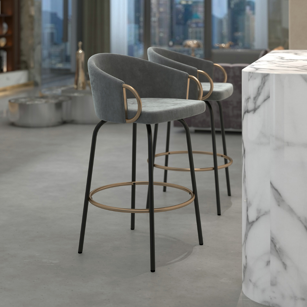 Harper Counter Stool - Grey Velvet