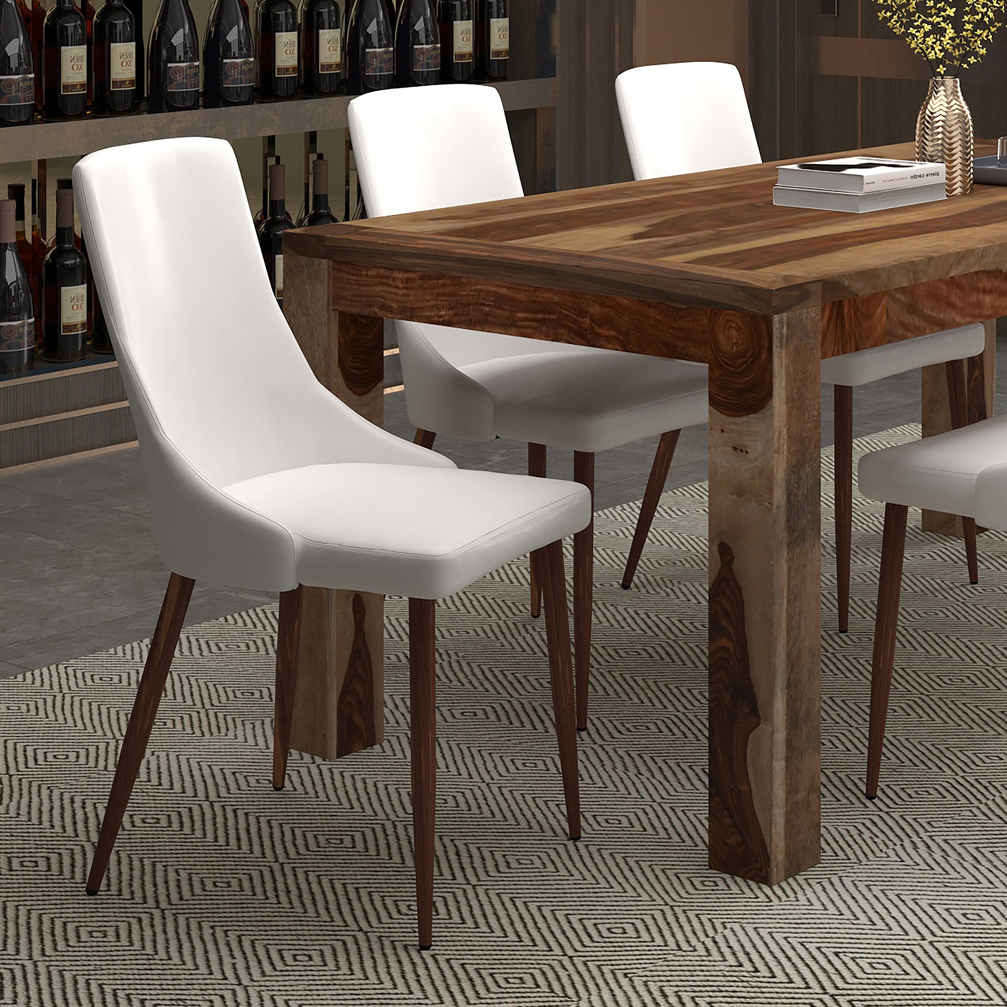 Beau Dining Chair - White & Walnut