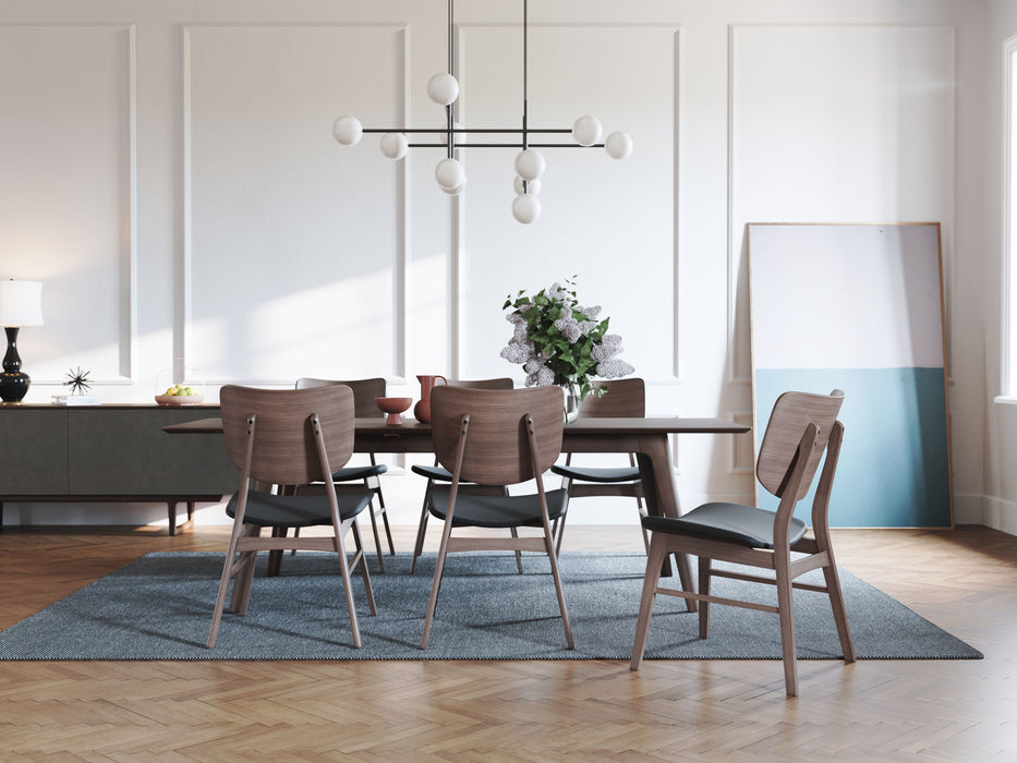 Anders Dining Chair - Walnut & Black Leather - Hoft Home